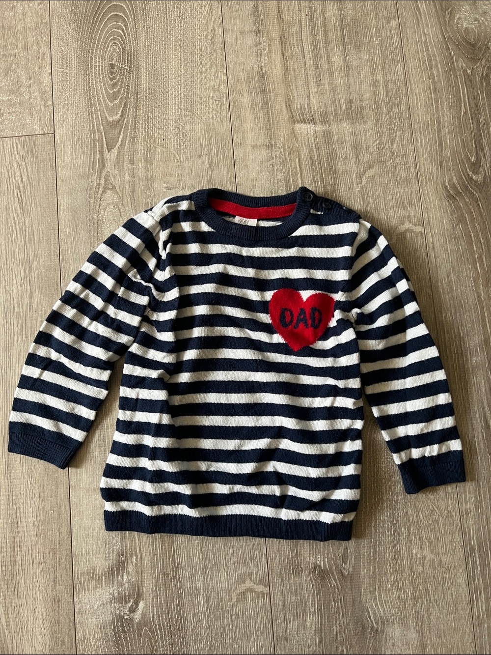 H&M dad heart striped sweater